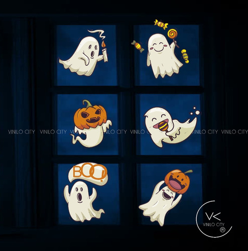Adorno Fantasmas Halloween Para Puerta Ventanas Pared Mod4