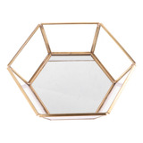 Hexagonal Transparente Vidrio Caja Accesorios De Joya