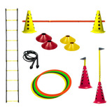 Escada + 4 Cones C/ Barreiras + 4 Pratos + Corda + 4 Argolas