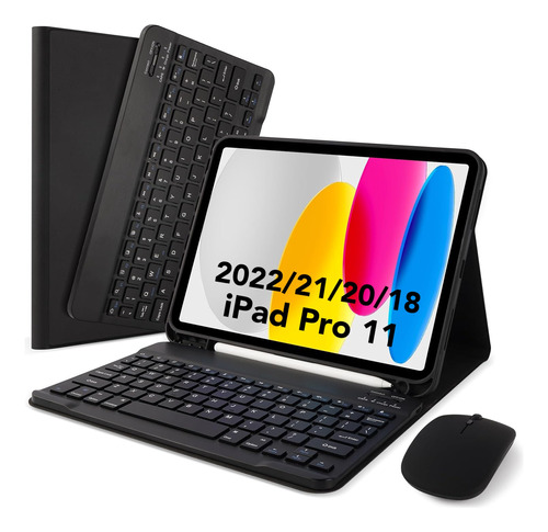 Capa + Teclado Bluetooth + Mouse Para iPad Pro 11 Polegadas