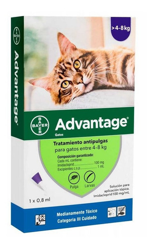 Advantage De 4 A 8 Kg. Antiparasitario Gato