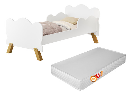 Cama Infantil Montessoriana C/ Colchão Proteção Nuvem Angel