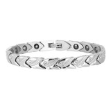 Pulsera De Plata Con Imán Para Hombre Y Mujer, Acero De Tit