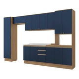 Cozinha Modulada Celeste Kappesberg 100% Mdf Nogueira/azul