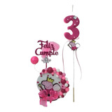 Adorno Para Torta Peppa Pig + Vela Numerote Porcelana Fria