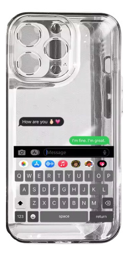 Funda Para iPhone Tpu Transparente Teclado Conversacion Moda