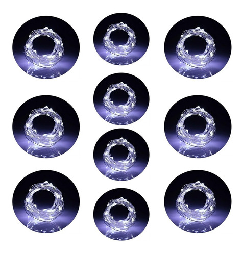 Pack X 10 Alambres Luces Led Blanco Frio De 3 Metros 