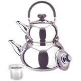 18/10  Acero Inoxidable Turco Samovar Estilo Doble Te Herv