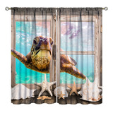 Cortinas De Tortuga Marina, 3d Bajo El Agua, Estampado De P.