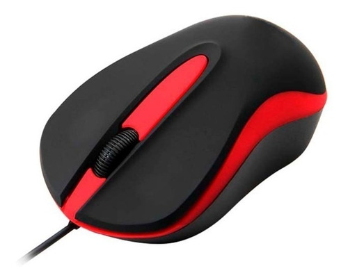Mouse Óptico Quaroni Alámbrico Color Rojo 1200 Dpi Modelo Maq01r