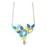 Collar Mujer Dama Cristal Austriaco Dije Mariposas Esmaltado