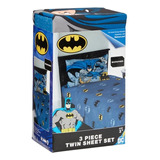 Batman Kids Twin Sheet Set, Warner Brothers 3 Pzs Color Blanco Diseño De La Tela Gráficos