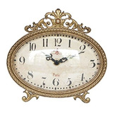 Reloj De Mesa Vintage De Peltre 6.5 '' X 6 '', Oro Antiguo