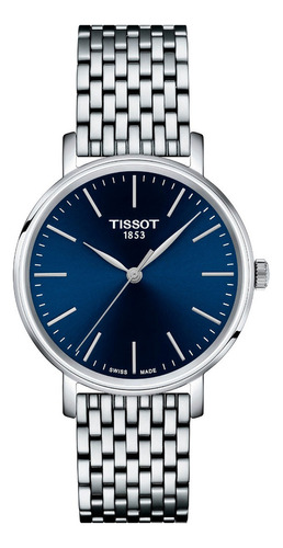 Reloj Tissot Everytime Lady Azul Color De La Correa Plateado Color Del Bisel Plateado