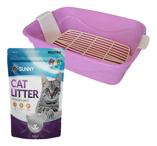 Arenero Para Gato Con Cernidor Incluye Arena Sunny