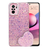 Carcasa Para Xiaomi Redmi Note 10/10s Glitter Con Pop Socket