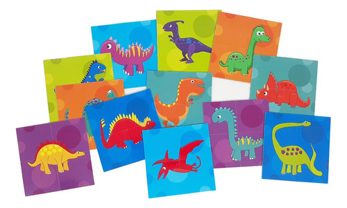 Set De 12 Rompecabezas Imantados  Didácticos Dinosaurios