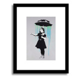 Quadro Decorativo Banksy Umbrella Girl Cinza Sala Barato
