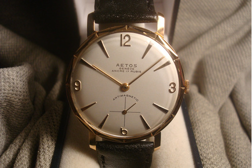Precioso Reloj Aetos Antiguo 1956 Oro Plaque 18k Minimo Uso!
