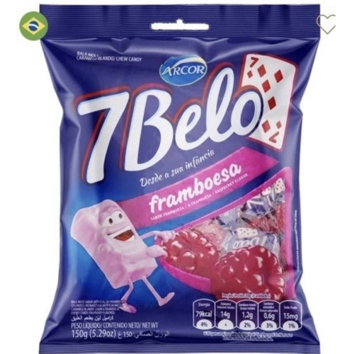 Pacote Bala 7 Belo Framboesa 100g - Arcor