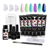 Morovan Kits De Uñas De Gel De Polietileno Todo En Uno, Ki.