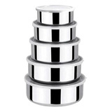 Jogo Conjunto Saladeira Bacia Tigela Bowl Aço Inox 5 Pcs