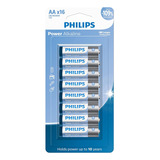 16 Pilhas Bateria Aa Pequena 2a Alcalina Philips 1 Cartela