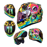 Casco Abatible Faseed Fs-908 Crazy Skull Brillante