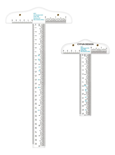 Cyfun Design 12 6 Regla Escuadra En T Acrílica Marcado De Pr