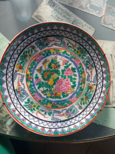 Plato De Porcelana Decorado A Mano Cantón 23 Cm