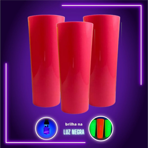 Copo Neon Long Drink 10 Unid Brilha Na Luz Negra 360ml