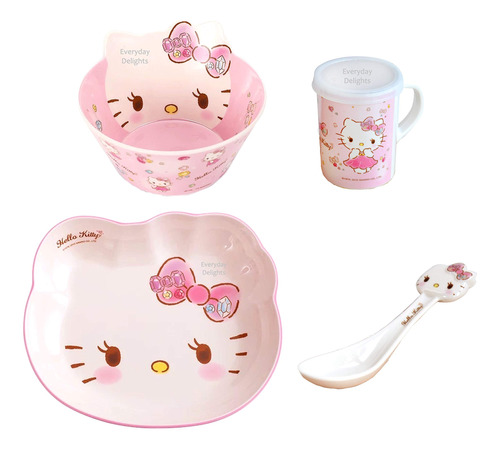 Hello Kitty - Juego De Vajilla De Color Rosa Lindo  Cuchara