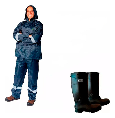 Kit Completo Lluvia Motociclista Incluye Impermeable Y Botas