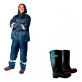 Kit Completo Lluvia Motociclista Incluye Impermeable Y Botas