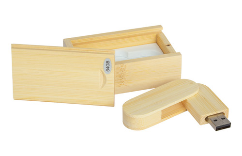 Pendrive 64gb De Bamboo Con Caja