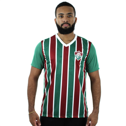 Camisa Fluminense Listrada Oficial Braziline Modelo 24 Cano