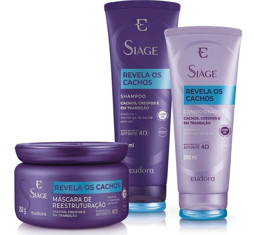 Kit Siàge Revela Os Cachos Shampoo + Condicionador + Máscara