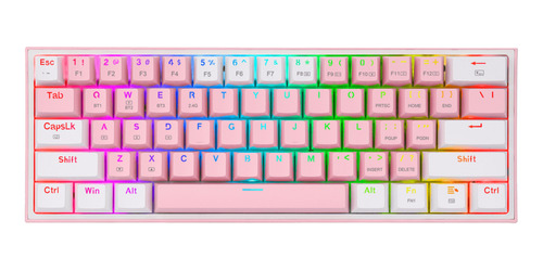 Teclado Gamer Redragon Fizz 60 Rosa-blanco