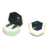 Fone Sem Fio Interauricolar Bluetooth Estéreo Gaming Cor Branco Luz Verde