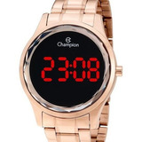 Relógio Champion Feminino Digital Led Ch48019p Rose Preto