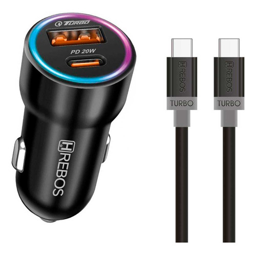 Carregador Turbo Automotivo Premium Dual Usb Qc + Cabo Kit