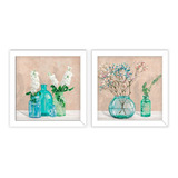 Kit 2 Quadros Decorativos Banheiro,toalete,lavabo, Vasos Cor Branco Cor Da Armação Branco