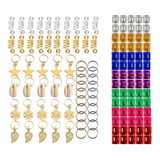 130x Pelo Trenzado Aros Clips Anillos Accesorios Metal Para