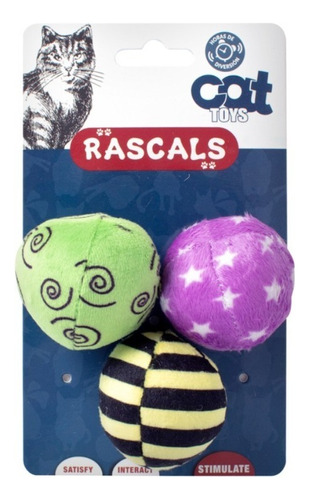 Rascals Juguete P/ Gato Pack 3 Pelotas C/ Hierba Gatera Pets