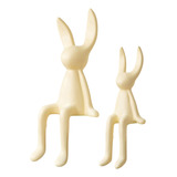 Set De 2 Figuras De Conejo Sentado De Cerámica Con Forma De
