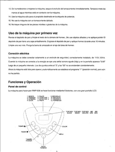 Manual Y Recetario Digital  Fabricadora Pan Recco  Rmp-838