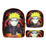 Kit Mochila Escolar Juvenil Costas Naruto Com Lancheira