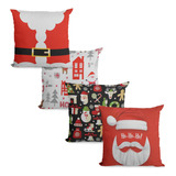 Kit 4 Capas De Almofada Decorativas Natal 43x43 Cm Luxo