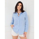 Camisa Social Feminina Listrada Blusa Listras Tendência