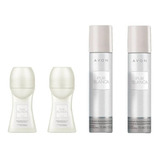 Set X 4 Pur Blanca Desodorante Bolilla + Corporal Avon